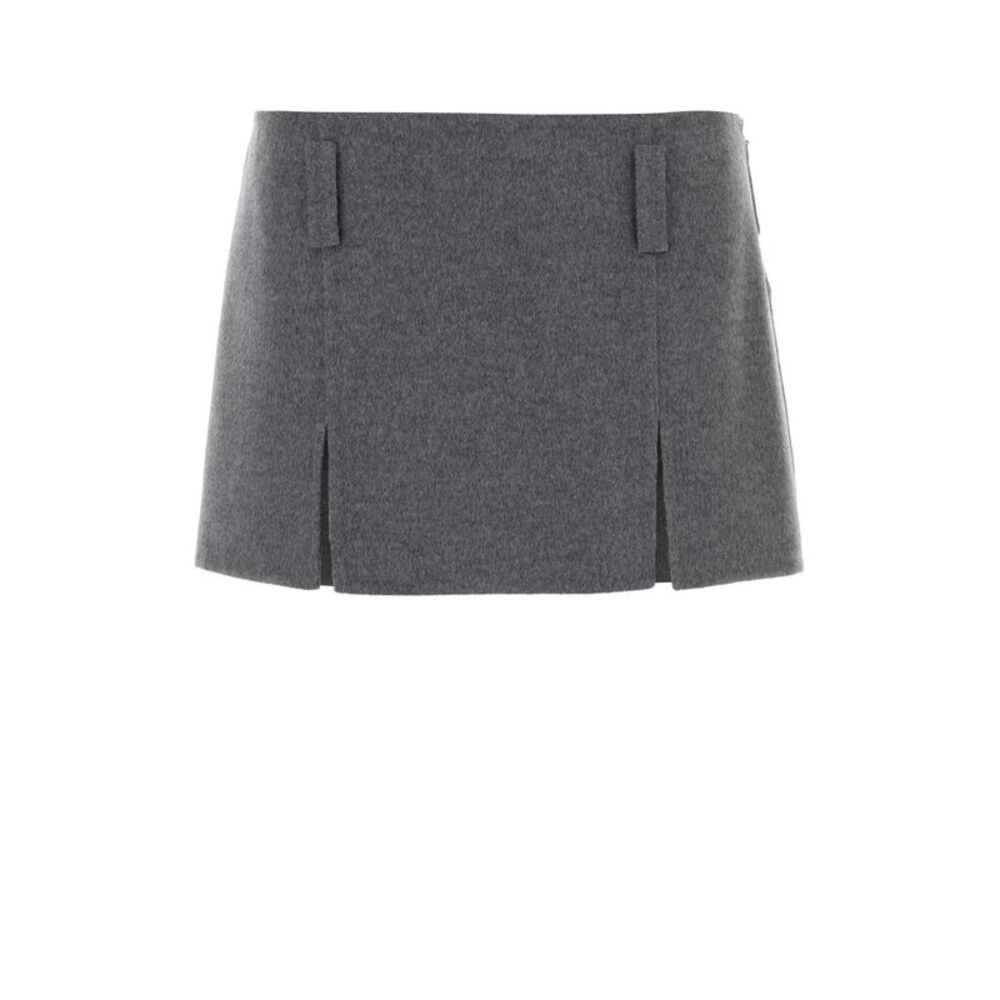 Miu Miu Women Grey Wool Blend Mini Skirt